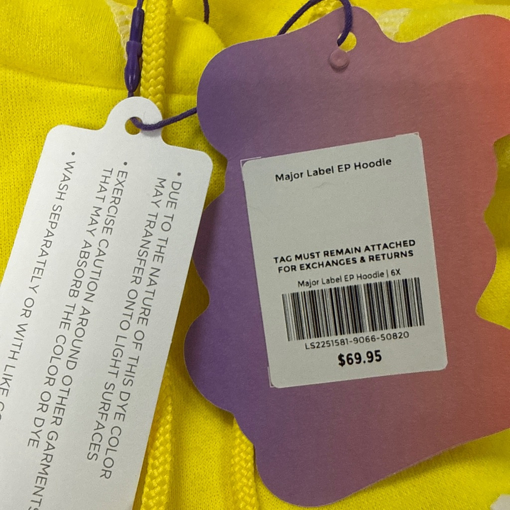 Women's Yitty Yellow & White Major Label EP Hoodie Plus Size 6X - Picture 6 of 6
